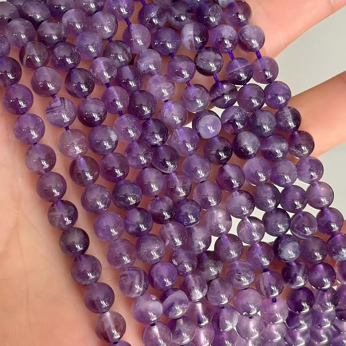 MJDCB Natural Dreamy Amethyst Beads Round Stone Beads DIY Loose Beads - Image 6