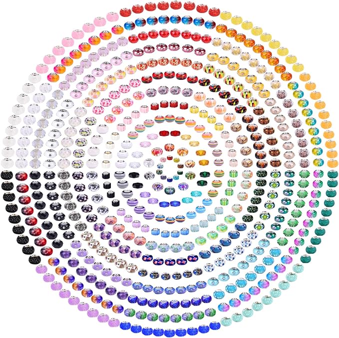 240 Pieces Assorted European Craft Beads Large Hole Lampwork Spacer Beads - Image 6