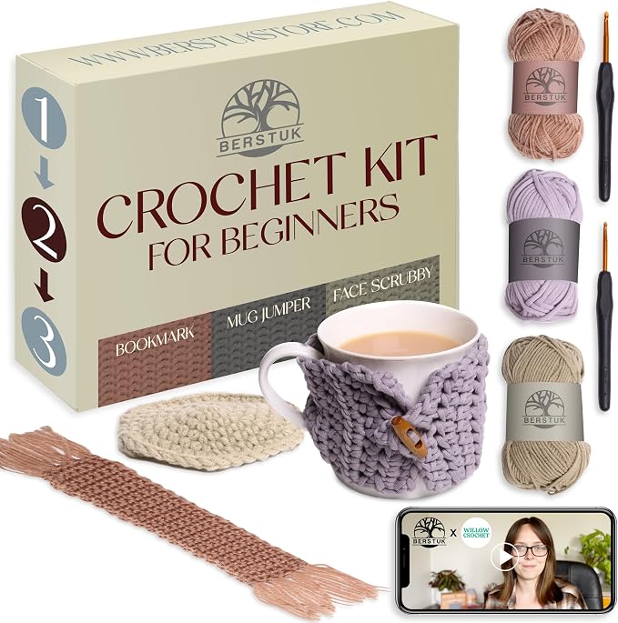 Crochet Kit for Beginners, 3 Easy Projects, Absolute Beginner Starter Kit | by Berstuk-CreateArtEverybodyLoves