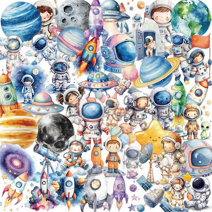 50 Pcs Clear PET Outer Space Stickers by Unknown