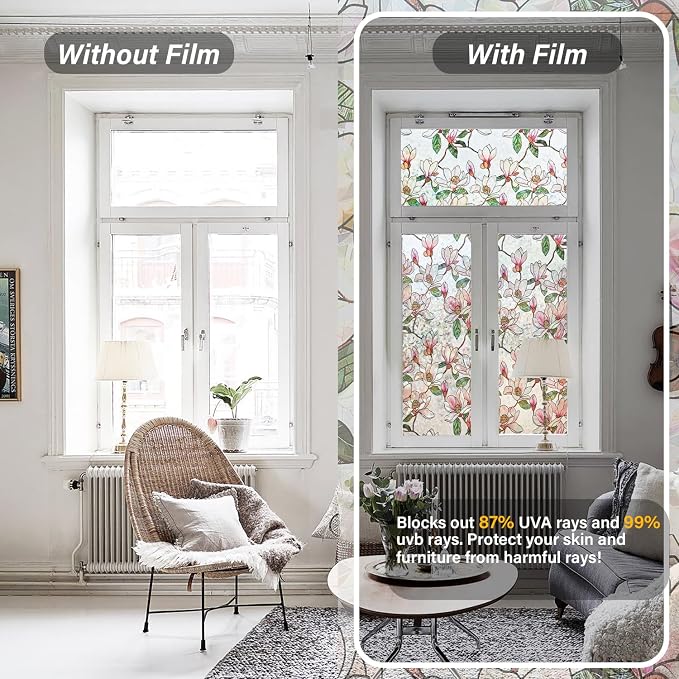 Ranzdn Window Privacy Film, Stained Glass, Static Cling, 17.5" x 78.7" | No - Image 2