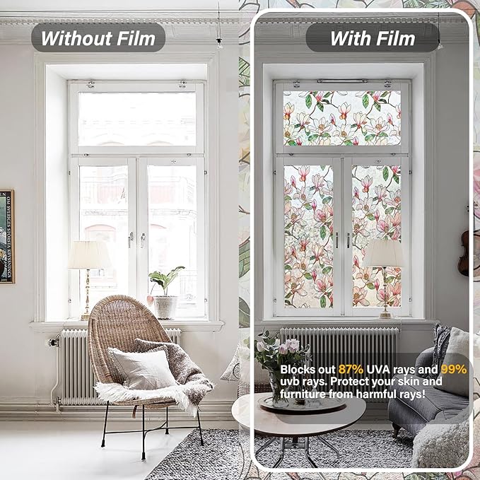 Ranzdn Window Privacy Film, Stained Glass, Static Cling, 35.4" x 78.7" | No - Image 2