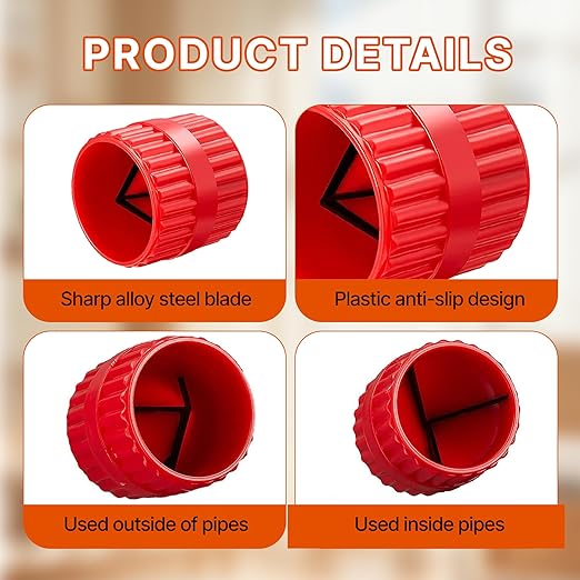 2 Pcs Inner-Outer Reamer Pipe, Deburring Tool for Copper Pipe, Tubing Chamfer Tool, for PVC, PPR, Copper, Brass and Aluminum Pipe (3/16 in. to 1-1/4 in.)