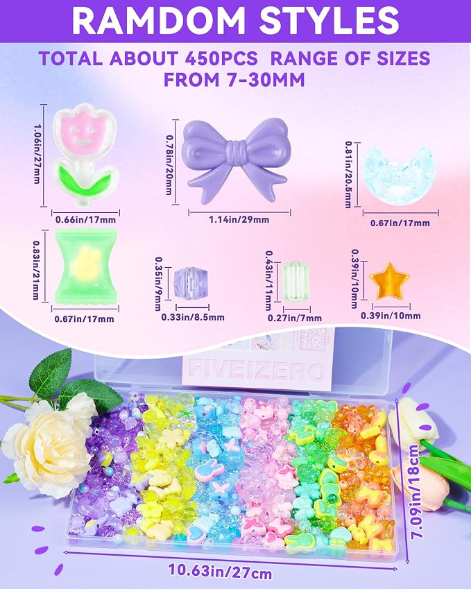 FIVEIZERO 480PCS Assorted Acrylic Beads - Image 2