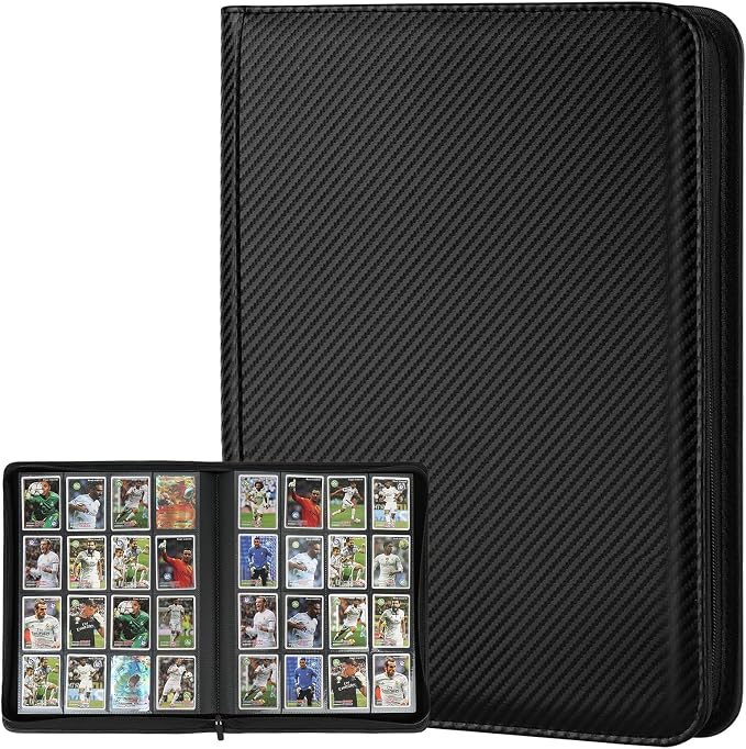 16 Pocket Ringless Side Loading Trading Card Binder, 1024 Cards PU Fixed Page by GERMUN