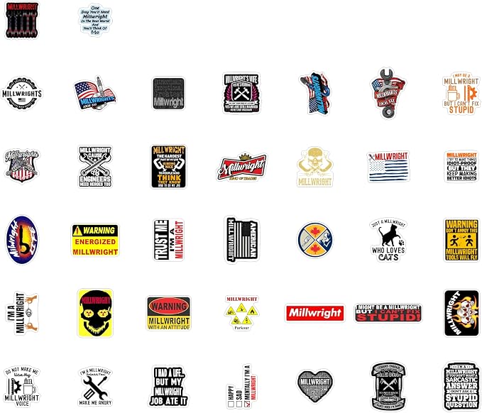 100Pcs Millwright Stickers for Hard Hat for Water Bottle and Laptop - Image 3