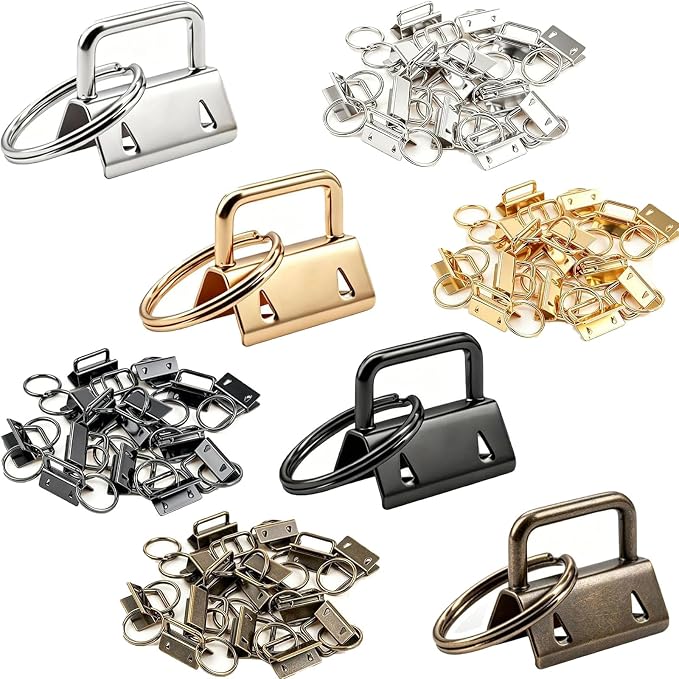 120Pcs 1 Inch Key Fob Hardware Set, 4 Colors Gold Silver Black Bronze | Metal by Unknown
