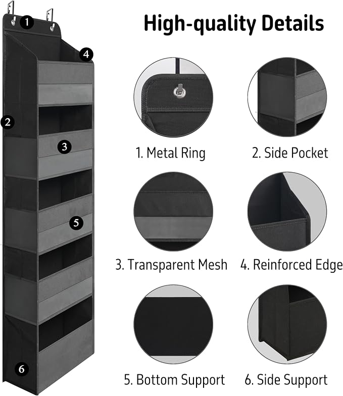 TYMENSH Black Over Door Organizer - Image 3