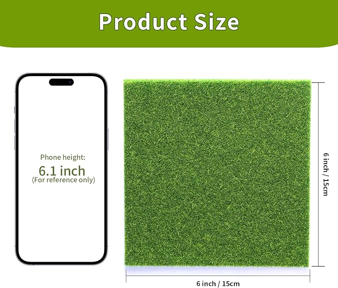 4Pcs 6x6 Inch Fake Grass for Crafts, Miniature Artificial Grass | Premium - Image 2