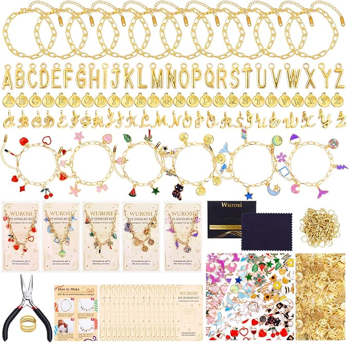 Wurosi 413 Pieces Gold Paperclip Charm Bracelet Making Kit, Including Paperclip by Unknown