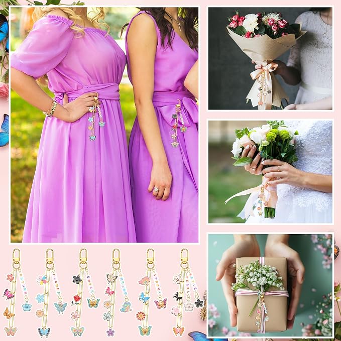 CraftyDream 558 Pcs Flower Keychain Making Kit DIY Butterfly Floral Bag Charm - Image 8