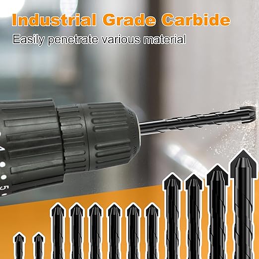 Concrete Drill Bit Set 12PCS - Masonry Drill Bit, Professional Masonry Drill Bit Set for Concrete/Glass/Brick/Cement/Tile/Wood/Etc, Industrial Strength Carbide Drill Bits Tip, 5/32"-1/2" by TITGGI
