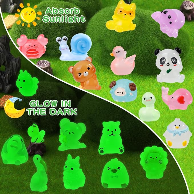 80 Pcs Luminous Mini Resin Animals 80 Styles Tiny Little Glow in The Dark - Image 4