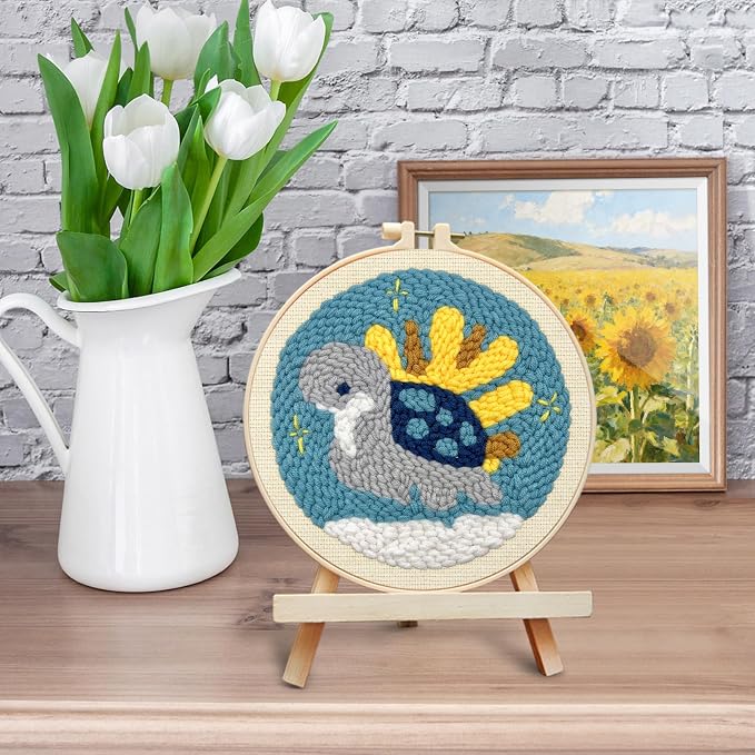 ERKOON Punch Needle Kit Adults Beginners, DIY Easy Sea Animals Embroidery Set - Image 6