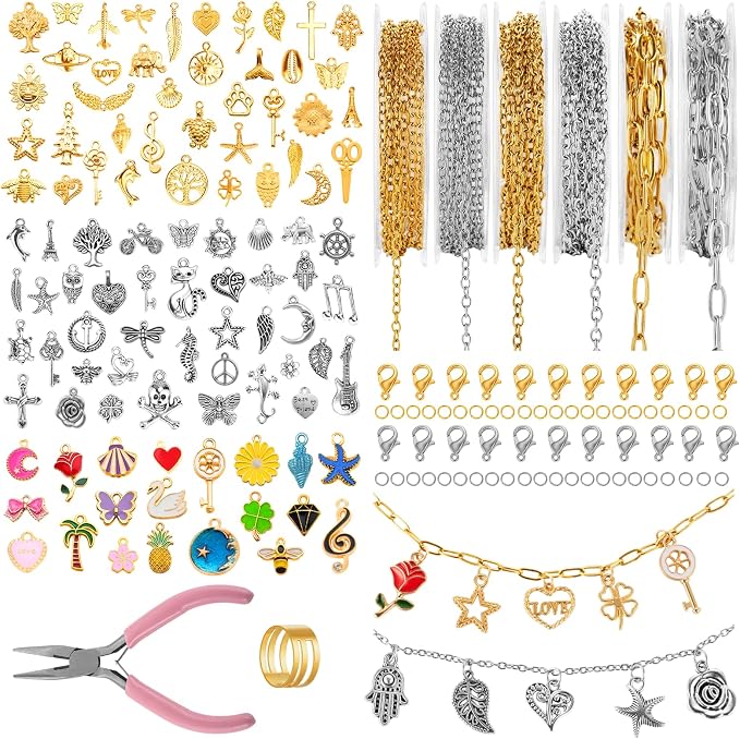 Zefy 18K Gold Silver Chain for Jewelry Making, 19.7ft 6 Rolls Stainless Steel by Zefy