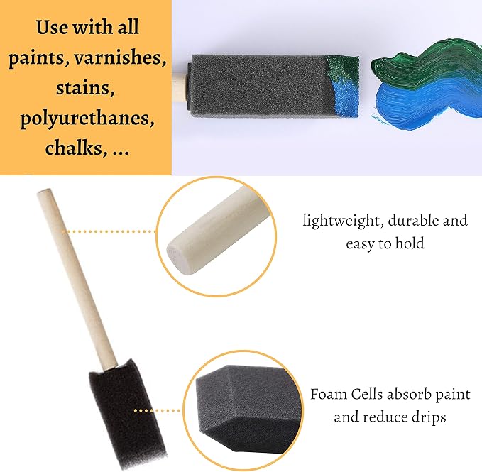Bates- Foam Paint Brushes, 75 Pack, Sponge Paint Brush - Image 4