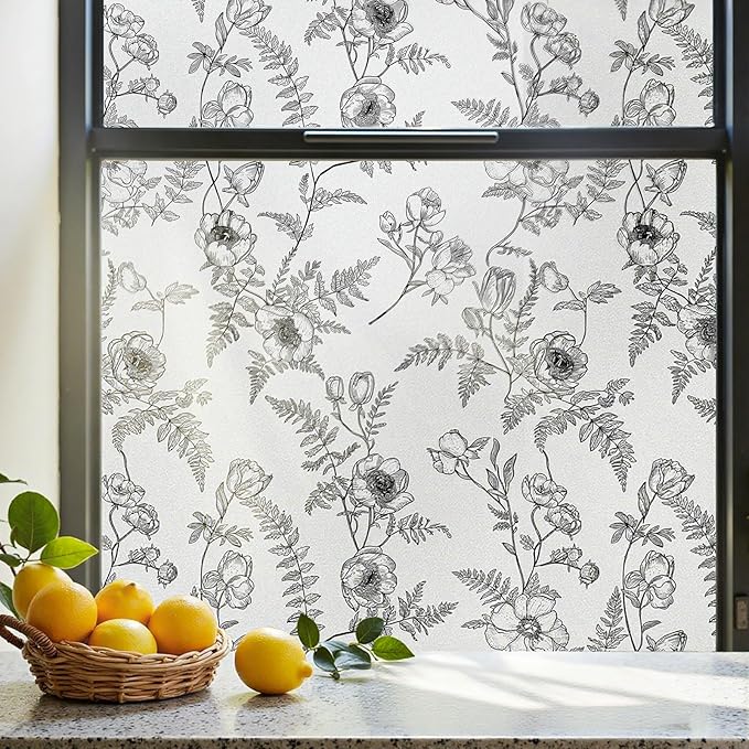 ADD.HERES Window Privacy Film, Colorful Floral Window Stickers, Removable DIY by ADDHERES