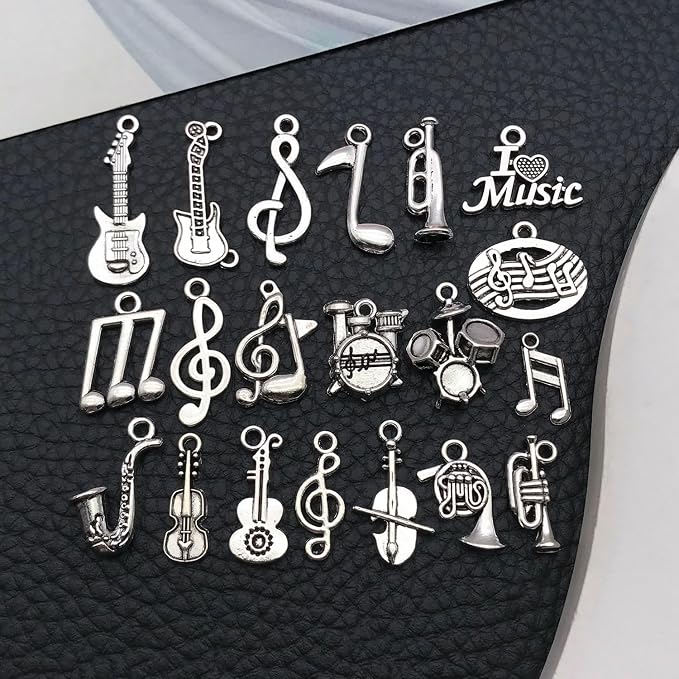 WOCRAFT 60pcs Antique Silver Music Bracelet Charms - Image 5