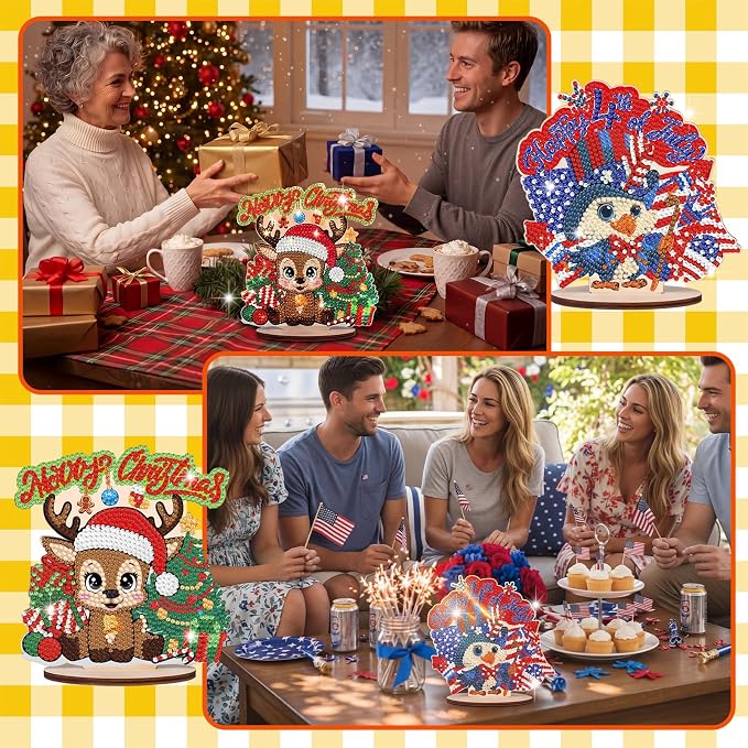 YooNotee 12 Sets Interchangeable Seasonal Diamond Art Tabletop Decorations - Image 6