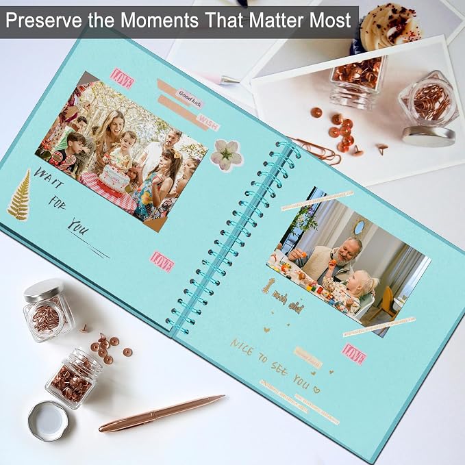 DIY Scrapbook Album 8x8 Inch, Hardcover Kraft Paper Scrap Book Photo Album - Image 4