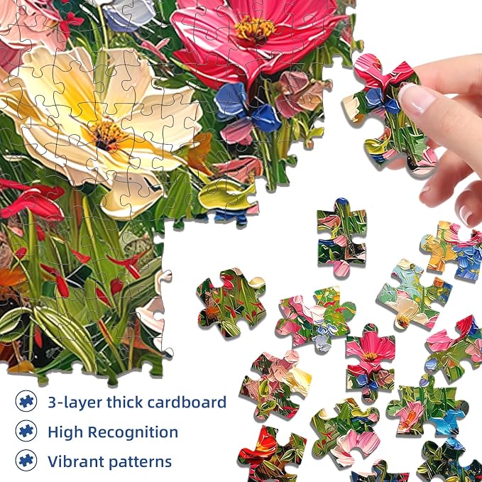 Wildflower Meadow Puzzles for Adults 1000 Pieces, Impossible Hard Difficult - Image 4