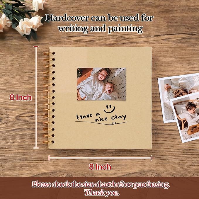 potricher 8 x 8 Inch DIY Scrapbook Album 40 Pages Hardcover Kraft Paper Scrap - Image 2