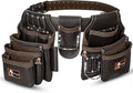Daisy Leather Tool Belt Pro-202, 31 Pockets, Top Grain Leather, 2.5-inch Padded Belt, Fits 32-52 inch Waist, X-Large (Chocolate, X-Large)