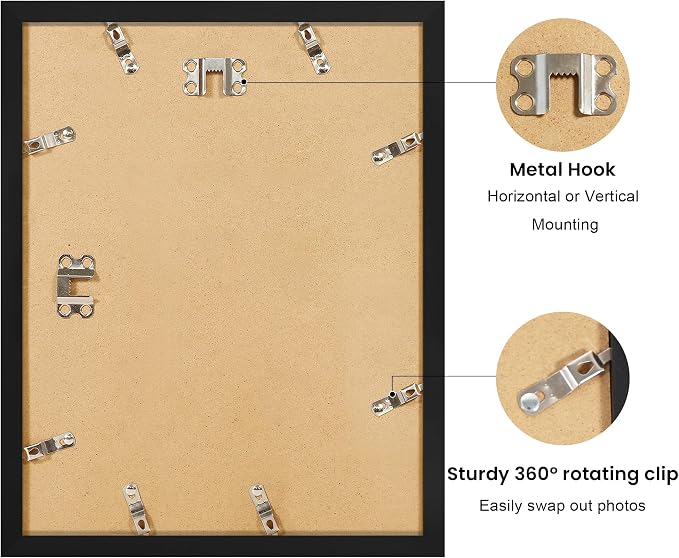 11x14 Picture Frame with Wavy Mat, Wooden Real Glass 11 x 14 Photo Frame - Image 4