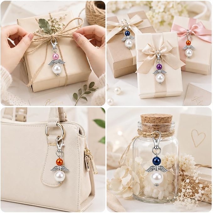 180Pcs DIY Angel Pendant Keychains Kit Includes Alloy Wing Spacer Imitated Bead - Image 6
