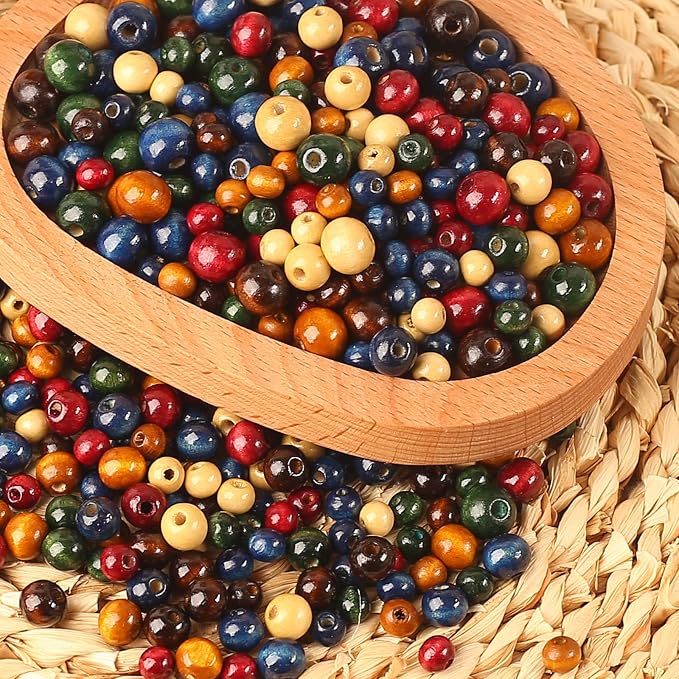 DAHI 580pcs Colorful Wooden Beads 8/10/12mm Assorted Macrame Wooden Loose - Image 3
