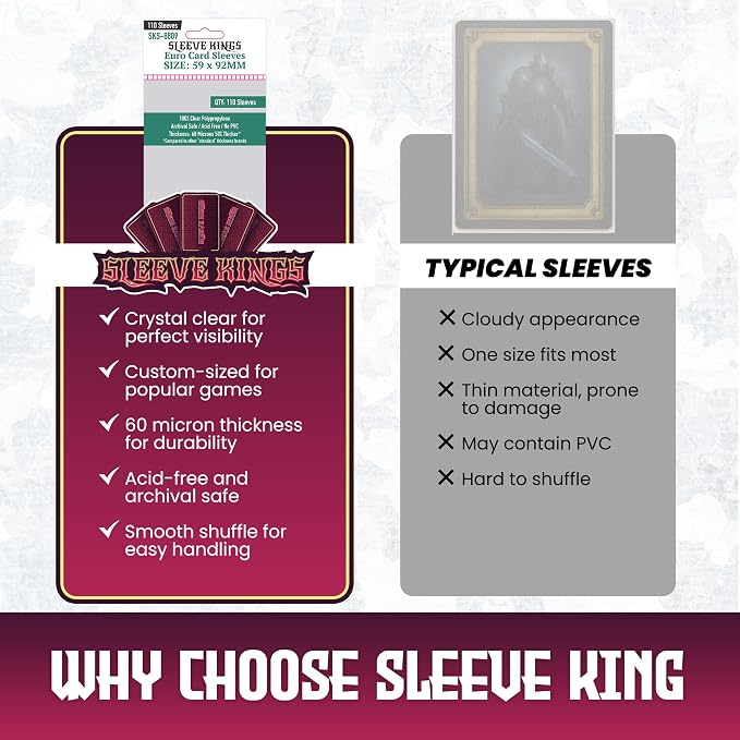 Sleeve Kings Standard Card Sleeves – 110 Count, Medium Euro Size, Compatible - Image 6
