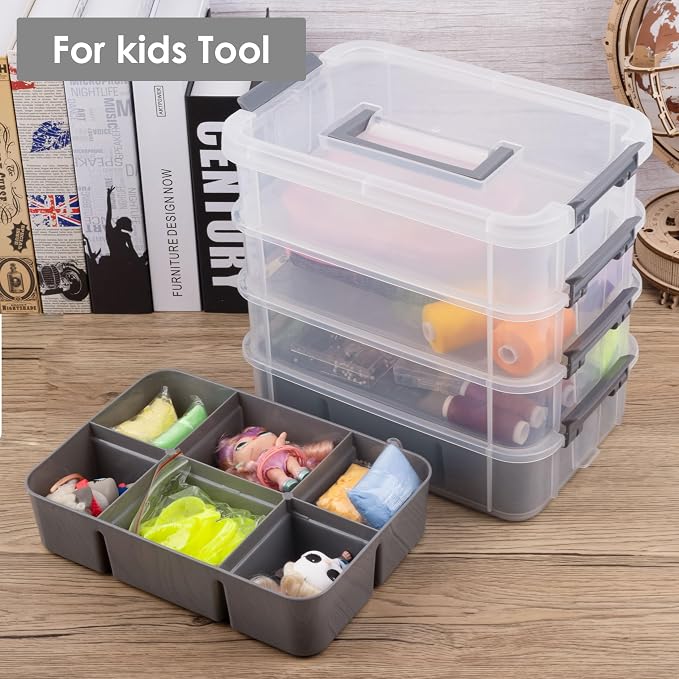 CraftGenes Grey&White Modern Plastic Storage Box - Image 8