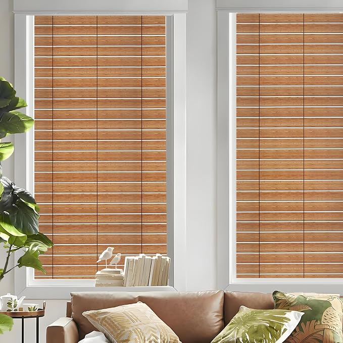 DKTIE Wooden Blinds Pattern Decorative Window Privacy Film, Sun Blocking Heat by Dktie