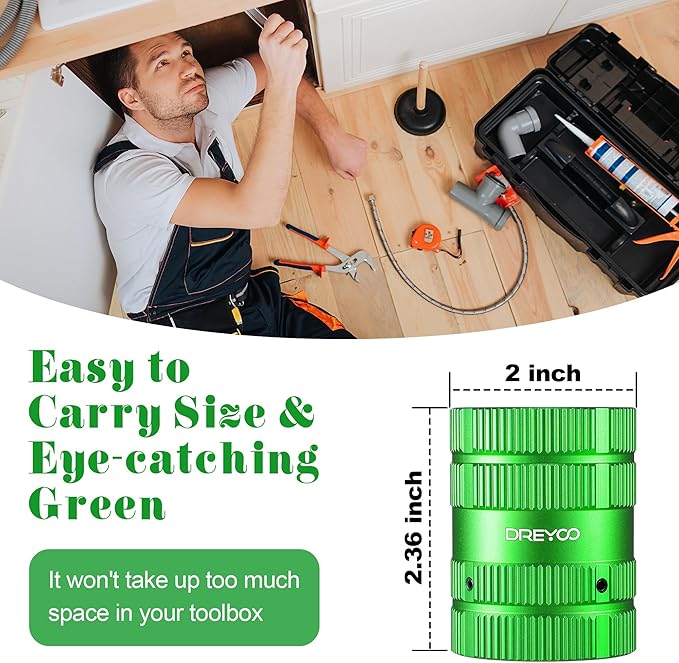 Dreyoo Pipe Reamer, Copper PVC Tube Deburring Tool Plumbing Tools 1/4'' to 1-5/8'' Inner Outer Reamer Pipe Tubing Chamfer for Metal PVC PPR Copper Brass Aluminum(Green)