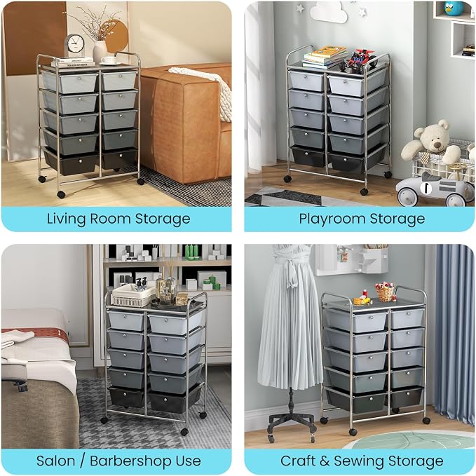 BECOMFORT 10-Drawer Rolling Cart - Image 7
