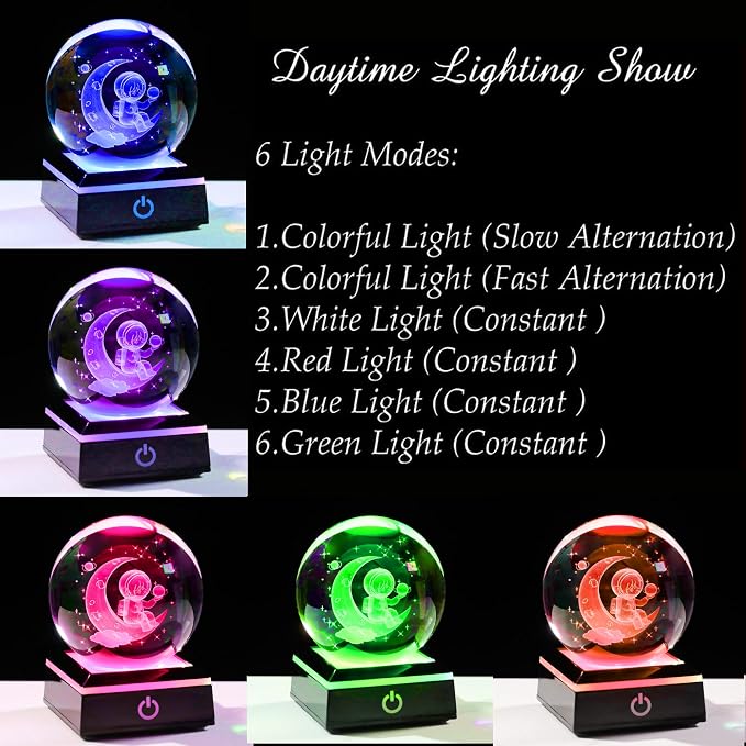 3d Astronaut Moon Crystal Ball Planets Space Decor Astronomy Science Gift | - Image 4