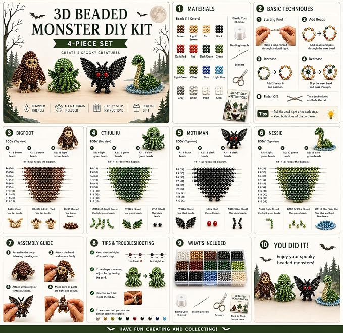 Kanroadi 3D Beaded Animal Kit, Beaded Animal Kit, Cute Animal Beading Craft Set - Image 7