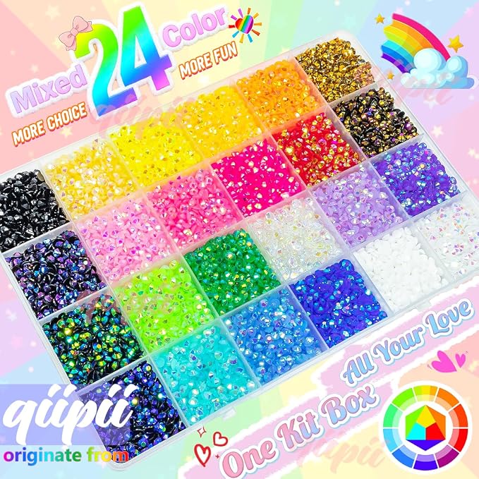 qiipii 24 Color 7200pcs 4mm Jelly Resin Rhinestones - Image 2