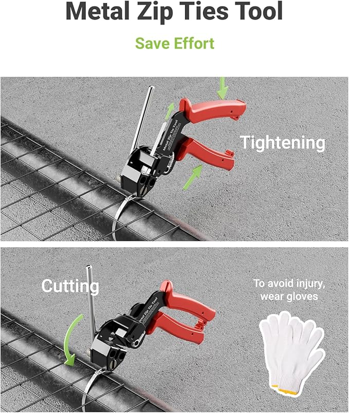 Metal Zip Tie Tool, Heavy Duty Zip Tie Cutter, Fasten and Cut Stainless Steel Cable Ties, for Outdoor Chain Link Fence Ties, Exhaust Pipe and Cables