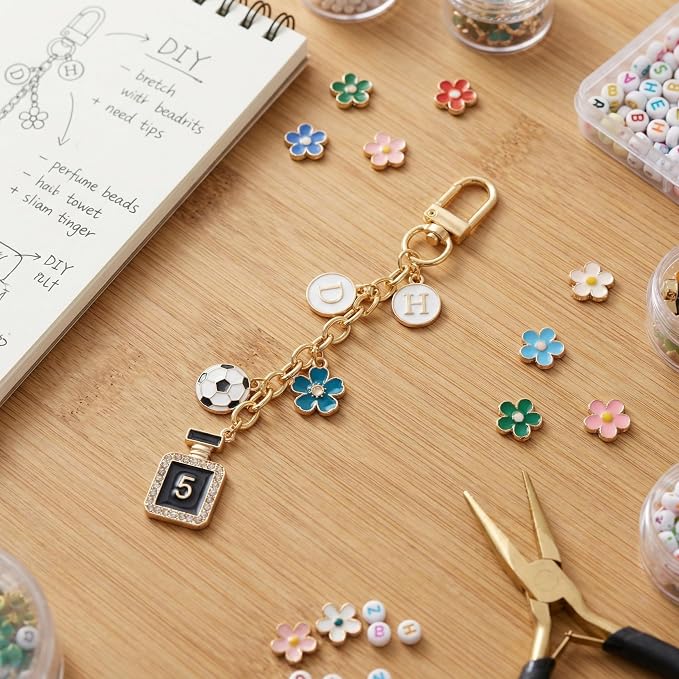 20pcs Gold Keychain Making Kit, Key Ring Swivel Snap Hook Chains, Alloy - Image 7