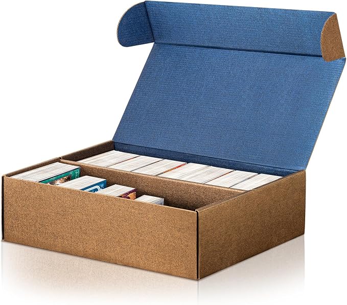 Trading Card Storage Box, Reversible Blue Gold Card Organizer by QUEENLINK
