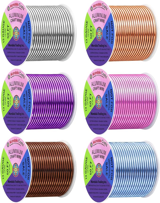 Mandala Crafts 13 GA Blue Pink Brown Assorted Anodized Aluminum Craft Wire | by MandalaCrafts