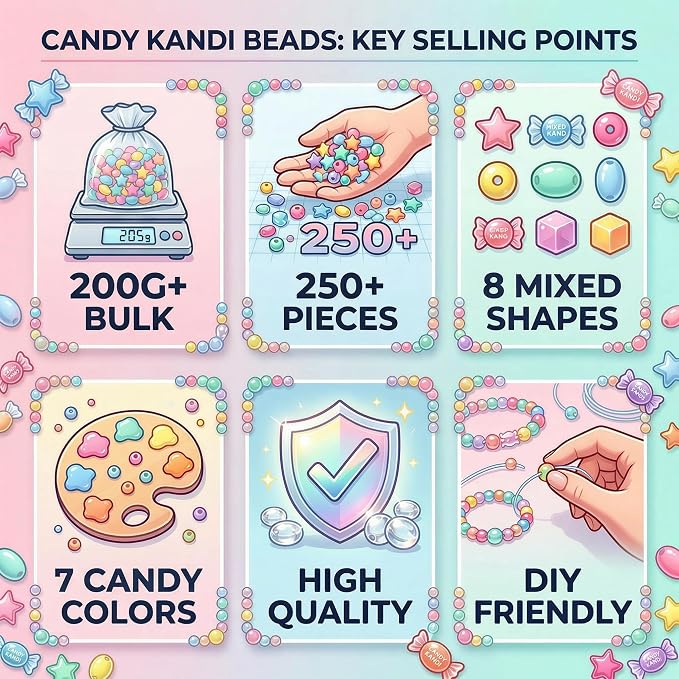 200g+ Candy Bulk Assorted Cute Kandi Beads - Image 2