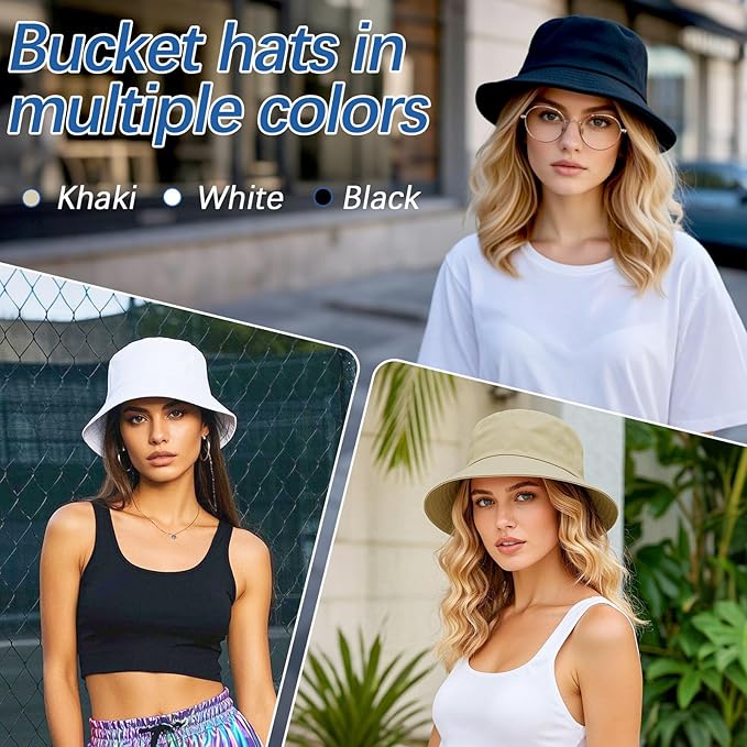 Bucket Hats Bulk Solid Color DIY Blank Hat Bucket Hats - Image 3