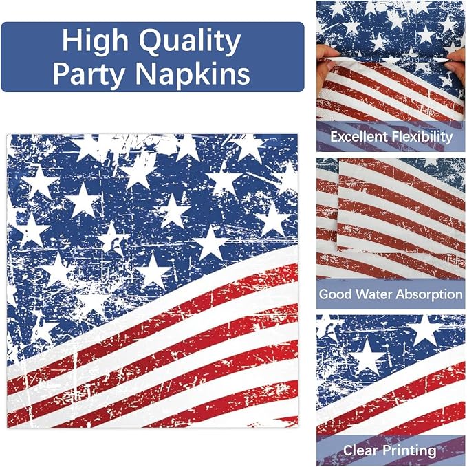Qyeahkj 100 Pcs 4th of July Party Plates and Napkins Tableware Set American - Image 4