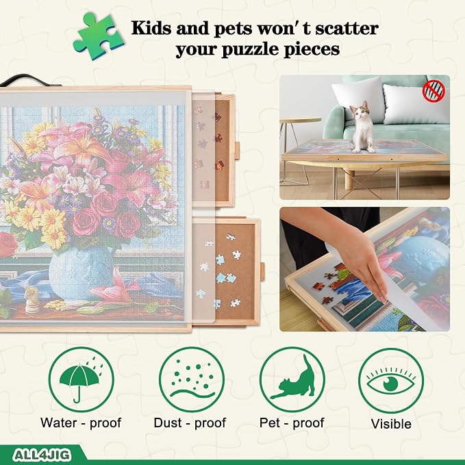 ALL4JIG 2000 Pieces 2-in-1 Tilting & Rotating Puzzle Board, 40.16" x - Image 6