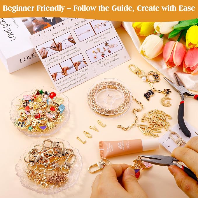 TOHONGADON 285 Pcs Keychain Making Kit, Bag Charm Kit - Image 4