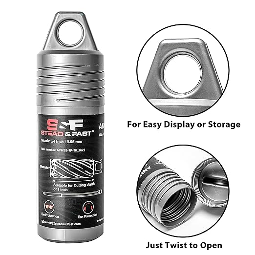 S&F STEAD & FAST Annular Cutter, 1” Diameter x 1" Depth of Cut for Magnetic Drill Press, Mag Drill Bit with Pilot Pin