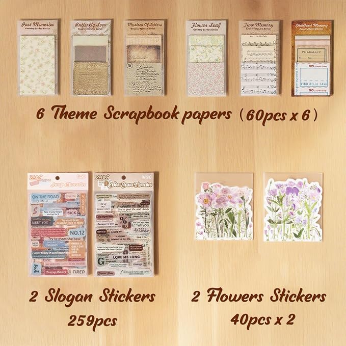 Naszonus 699 Pcs Vintage Scrapbook Paper Kit, Scrapbook Paper Supplies - Image 3
