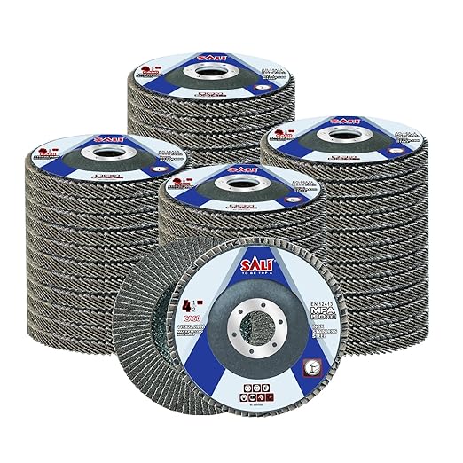 Sali 48 Pack Flap Disc 60 Grit 4.5" x 7/8-Inch Sanding Disc Bevel Type #29 Premium and Industrial Grade Angle Grinder Grinding Wheel High Performance Edge Grinding